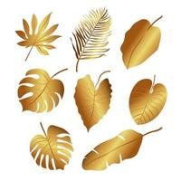 Gold gradient leaves vector