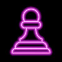 Neon pink contour chess figure pawn on a black background vector