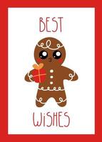 Christmas card with gingerbread vector