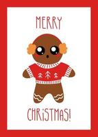 Christmas card with gingerbread vector