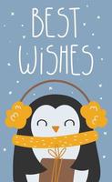 Vector cartoon greeting cards with a cute penguin