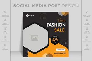 plantilla de banner web de publicación de instagram, facebook y redes sociales dinámica moderna para la venta de moda en línea vector