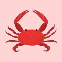 Red seafood crab vector illustration for graphic design and decorative element