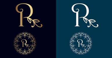 diseño floral de la letra r del logotipo