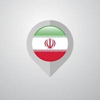 Puntero de navegación del mapa con el vector de diseño de la bandera de Irán