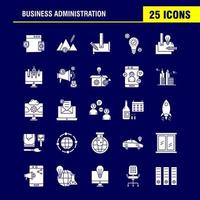 Business Administration Solid Glyph Icons Set For Infographics Mobile UXUI Kit And Print Design Include Monitor Computer Screen Search Avatar Gear Website Engine Eps 10 Vector