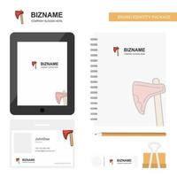 Axe Business Logo Tab App Diary PVC Employee Card and USB Brand Stationary Package Design Vector Template