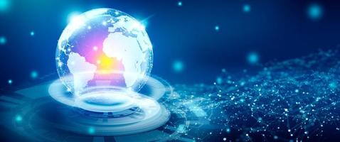 Global Social Network and Business Connection. Illustration of World and Network. Future of the internet and technology. Copy space. photo