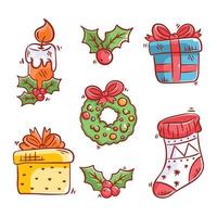 Christmas elements icons collection set of vector