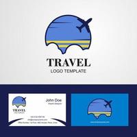 logotipo de la bandera de aruba de viaje y diseño de tarjeta de visita vector