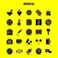 Medical Solid Glyph Icons Set For Infographics Mobile UXUI Kit And Print Design Include Computer Beat Pulse Medical Drug Medical Pills Bone Icon Set Vector