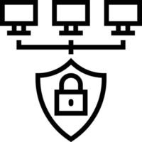 network safety protected software development - outline icon vector