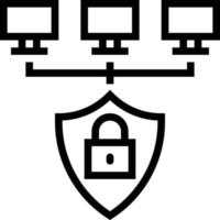 network safety protected software development - outline icon vector