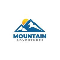 Mountain sunrise logo design vector