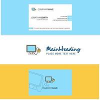 Beautiful Computer Logo and business card vertical Design Vector