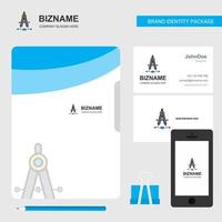 Compass Business Logo File Cover Visiting Card and Mobile App Design Vector Illustration