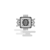 Processor Web Icon Flat Line Filled Gray Icon Vector