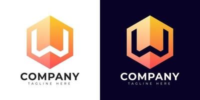 Modern gradient style letter w logo template. W letter design vector with colorful creative hexagon sign.