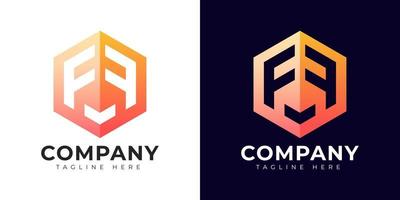 Modern gradient style letter f logo template. F letter design vector with colorful creative hexagon sign.