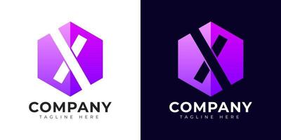 Modern gradient style letter x logo template. x letter design vector with colorful creative hexagon sign.