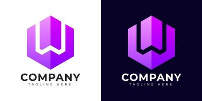 Modern gradient style letter w logo template. W letter design vector with colorful creative hexagon sign.