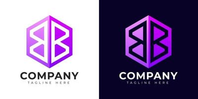 Modern gradient style letter b logo template. B letter design vector with colorful creative hexagon sign.