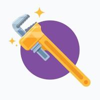 The Yellow Pipe Wrench. Isolated Vector Illustration.