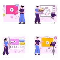 Pack of Media and Multimedia Flat Illustrations vector