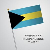 diseño tipográfico del día de la independencia de bahamas con vector de bandera