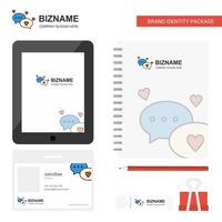 Romantic chat Business Logo Tab App Diary PVC Employee Card and USB Brand Stationary Package Design Vector Template