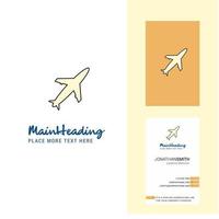 logotipo creativo de avión y vector de diseño vertical de tarjeta de visita
