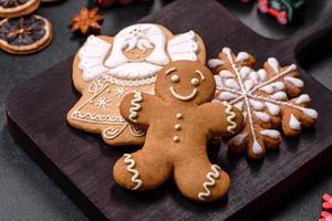 Tasty gingerbread homemade for decorating the festive table for the Christmas holiday photo