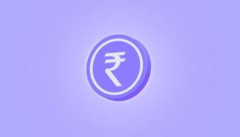 Indian Rupee Gold Coin INR Currency coin isolated on purple background 3d illustration render. photo