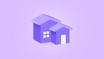 Small house symbol on purple background. Real estate, mortgage, loan concept. 3d illustration. photo