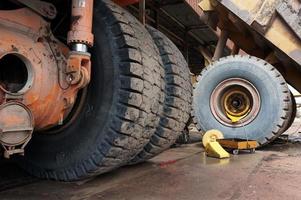 East Kutai, East Kalimantan, Indonesia, 2022 - Mining Dump Truck Maintenance at technical services box. photo