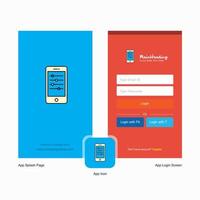 Company Mobile setting Splash Screen and Login Page design with Logo template Mobile Online Business Template vector