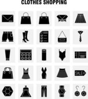 Clothes Shopping Solid Glyph Icons Set For Infographics Mobile UXUI Kit And Print Design Include Dress Frock Ladies Garments Coat Suiting Garments Cloths Eps 10 Vector