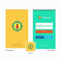 Company Target Splash Screen and Login Page design with Logo template Mobile Online Business Template vector