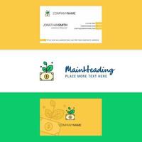 Beautiful Money plant Logo and business card vertical Design Vector