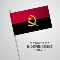 diseño tipográfico del día de la independencia de angola con vector de bandera