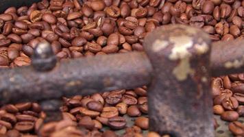 torréfacteur de café et grains de café torréfiés