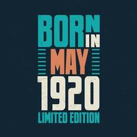 nacido en mayo de 1920. celebración de cumpleaños para los nacidos en mayo de 1920 vector