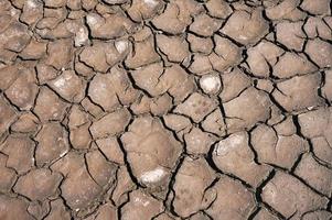 Fondo de textura de suelo de tierra agrietada seca. patrón de mosaico de suelo de tierra seco y soleado foto