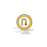 Flat U turn road sign Icon Vector