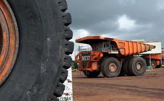 East Kutai, East Kalimantan, Indonesia, 2022 - Mining dump truck parked With Selective focus. photo