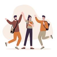 Modern collection of happy college students vector