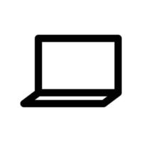 icono de computadora portátil para computadora personal en estilo de contorno negro vector