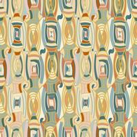 Hand drawn linear seamless pattern. Outline waves tile endless wallpaper. Vintage line ornament. vector
