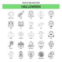 conjunto de iconos de línea de halloween 25 estilo de contorno discontinuo vector