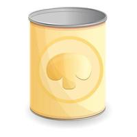 Mushroom tin can icon, cartoon style vector